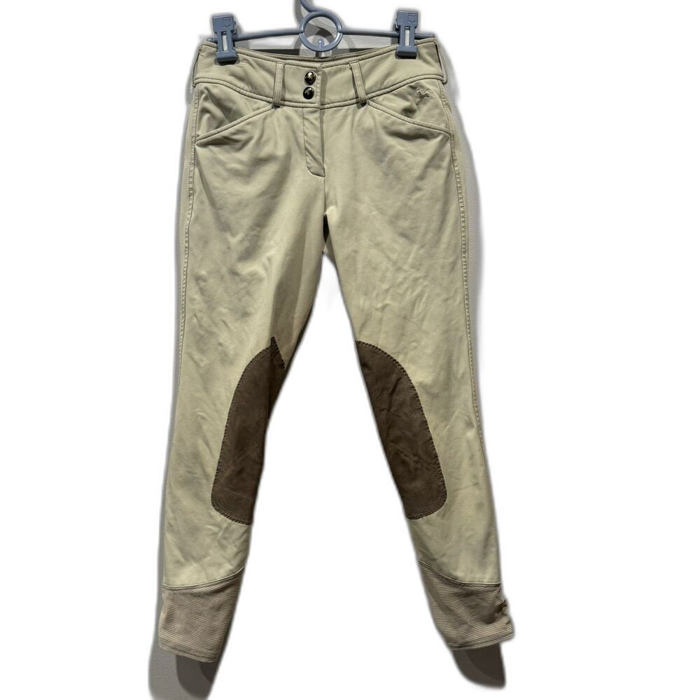 R.J. Classics Breeches Knee Patch Equestrian Riding Pants Beige Suede Women 24